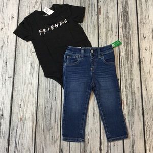 Baby Gap Boys or Girls Friends Shirt and Skinny Jeans. NWT